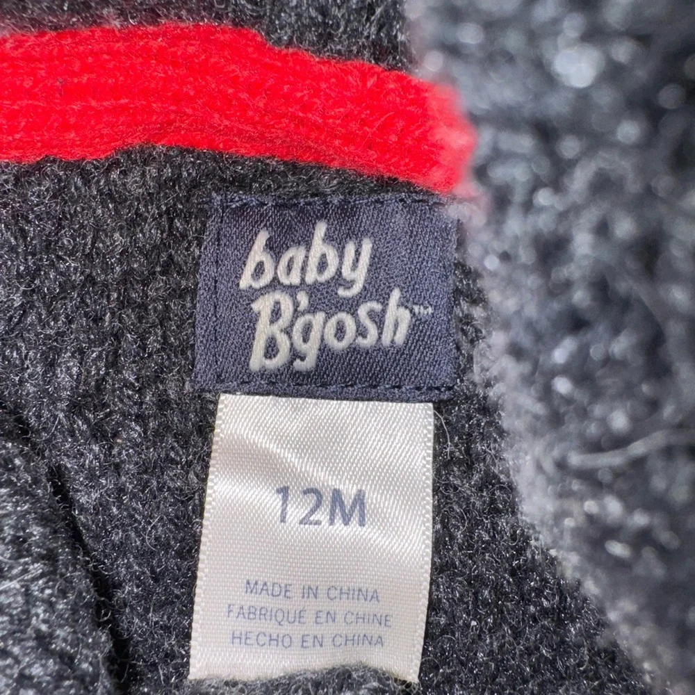 OshKosh B'Gosh Baby Cable Knit Charcoal Hooded Coverall, Size 12M